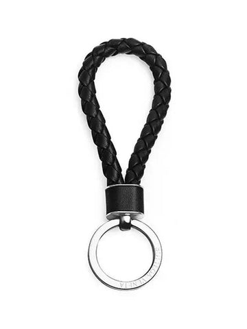 Intrecciato Lambskin Key Holder Black - BOTTEGA VENETA - BALAAN 1