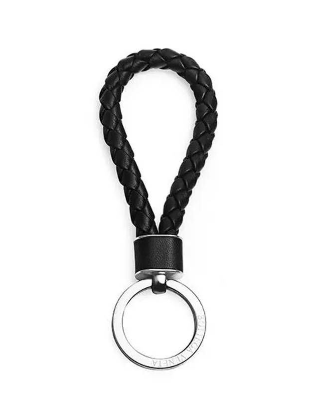 Intrecciato Lambskin Key Holder Black - BOTTEGA VENETA - BALAAN 1