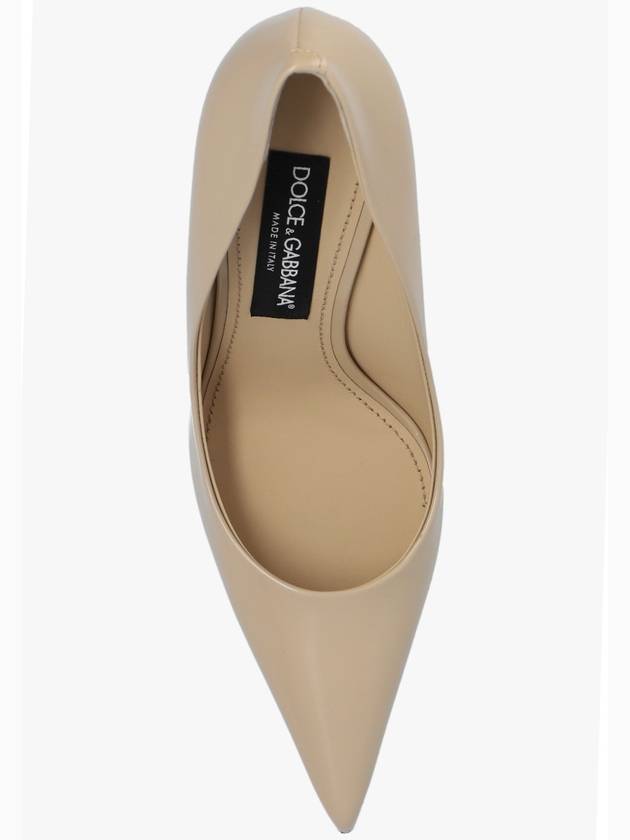 Women's Polished Calfskin Pumps Heel Beige - DOLCE&GABBANA - BALAAN 7