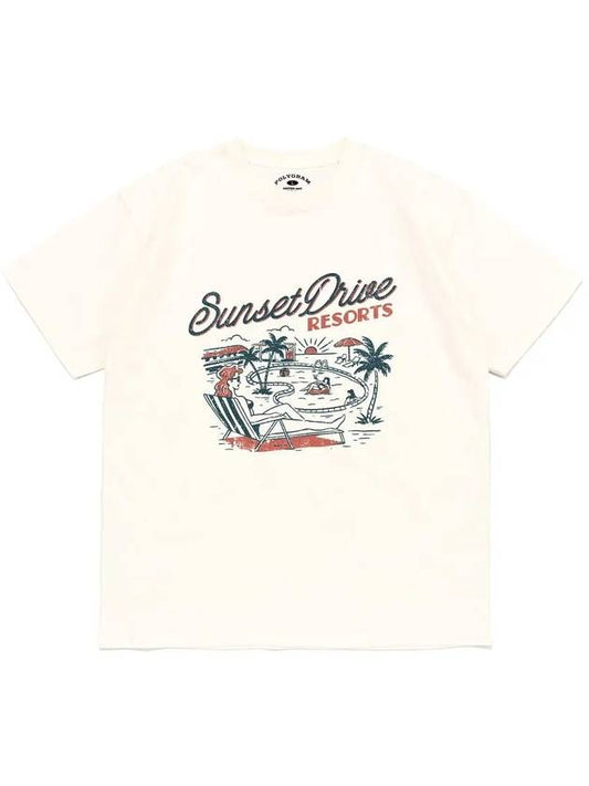 Sunset Resort Short Sleeve T Shirt Ivory - POLYGRAM - BALAAN 2