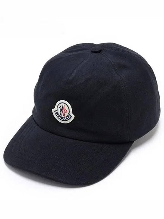 Fleece Logo Patch Cotton Baseball Ball Cap Navy - MONCLER - BALAAN 2