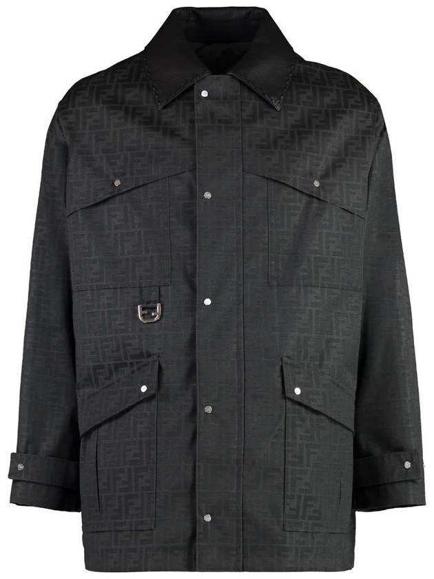 Waxed FF Jacquard Blouson Jacket Brown - FENDI - BALAAN 2