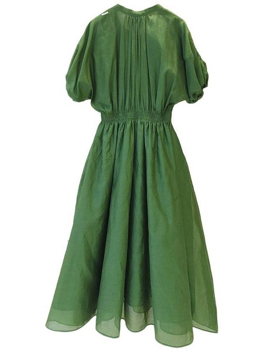Women's green puff sleeve long dress green 92210722 00 - S MAX MARA - BALAAN 2