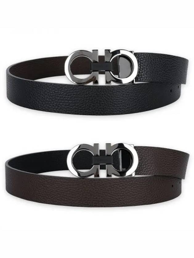 Reversible Gancini Belt Black Hickory - SALVATORE FERRAGAMO - BALAAN 2