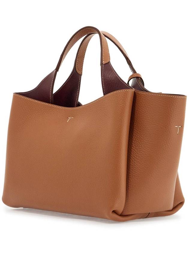 T Timeless Leather Small Tote Bag Brown - TOD'S - BALAAN 3