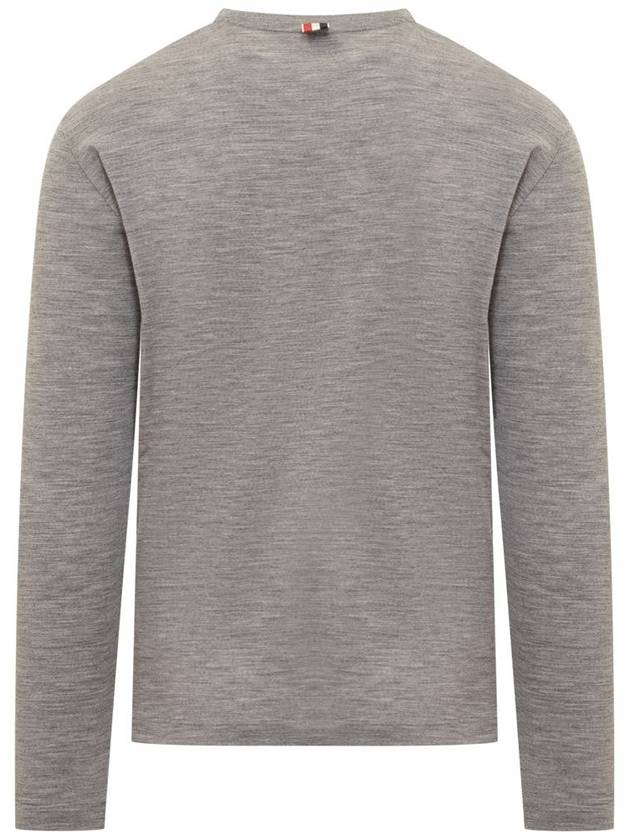 Wool Jersey 4-Bar Long Sleeve T-Shirt Light Grey - THOM BROWNE - BALAAN 3