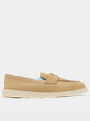 Triangle Logo Suede Leather Loafers Beige - PRADA - BALAAN 2