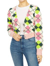 V-neck Graphic Cotton Cropped Cardigan - GANNI - BALAAN 6