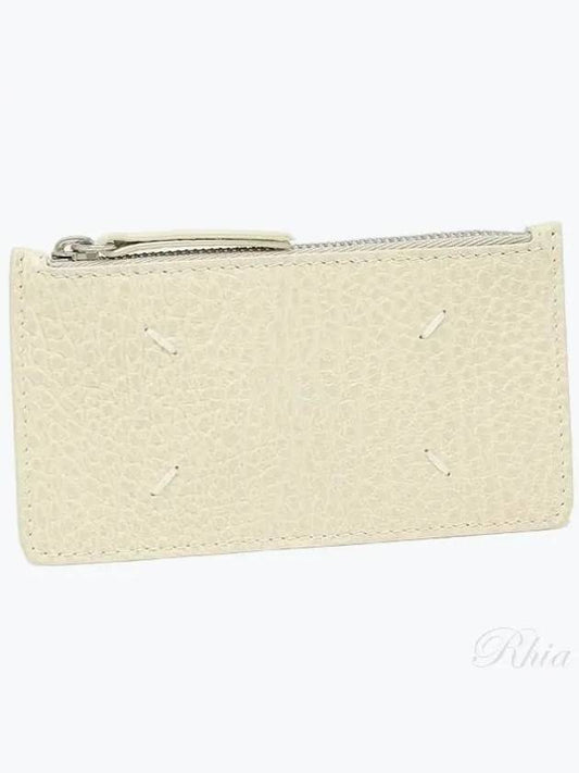 Pebble Leather Stitch Logo Zipper Card Wallet Greige - MAISON MARGIELA - BALAAN 2