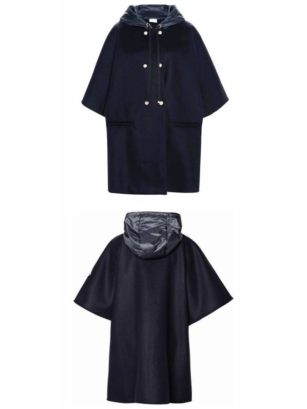 3G00010 0U319 778 Logo Patch Hooded Double Button Cape Navy Women s Jacket TJ - MONCLER - BALAAN 4