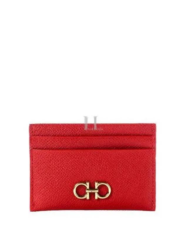 Gancini Card Wallet Lipstick Red - SALVATORE FERRAGAMO - BALAAN 2