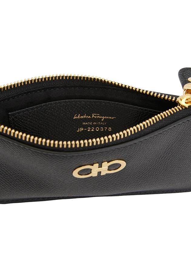 Gancini Zipper Card Wallet Black - SALVATORE FERRAGAMO - BALAAN 6