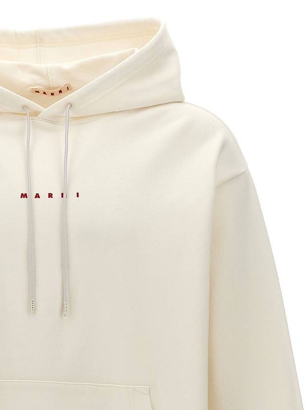 Logo Print Drawstring Hoodie White - MARNI - BALAAN 4