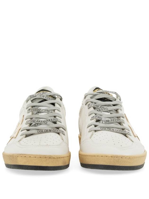 Women's Ballstar Leather Upper Laminate Star Heel Tab Low Top Sneakers Milk Gold - GOLDEN GOOSE - BALAAN 9