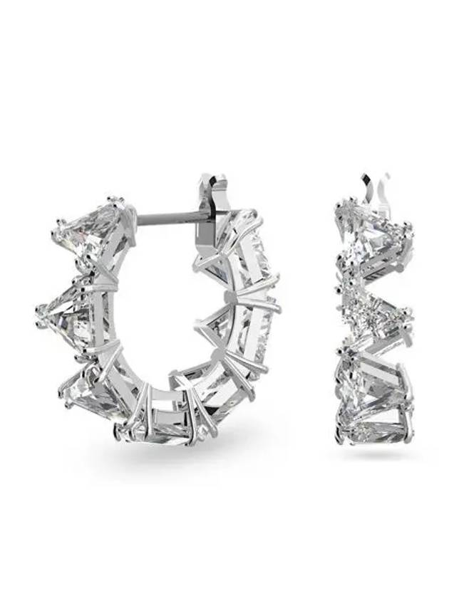 Matrix Triangle Cut Small Hoop Earrings Silver - SWAROVSKI - BALAAN 3