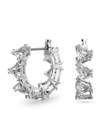 Matrix Triangle Cut Small Hoop Earrings Silver - SWAROVSKI - BALAAN 2