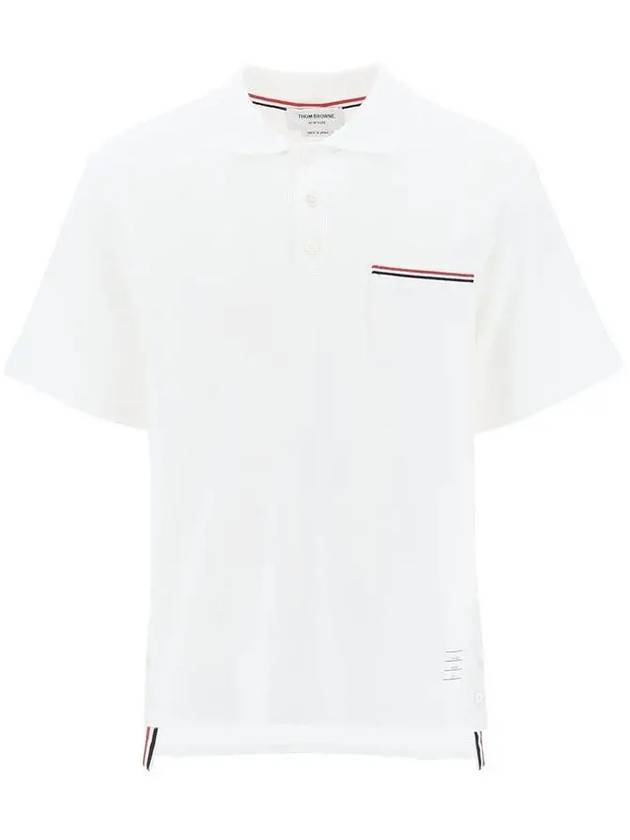 RWB Pocket Interlock Cotton Short Sleeve Polo Shirt White - THOM BROWNE - BALAAN 3