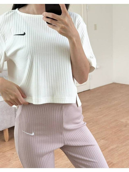 Tight fit high waist ribbed pants DV7869 272 pink beige WOMENS S Asian - NIKE - BALAAN 2