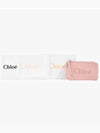 Embroidered Logo Shiny Calf Skin Zipper Card Wallet Pink - CHLOE - BALAAN 4