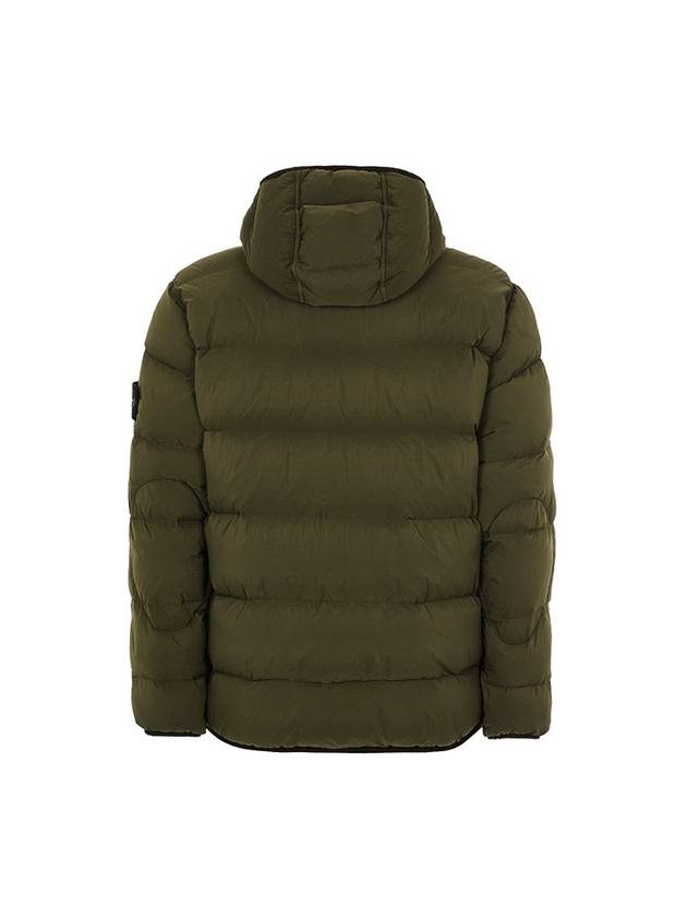 Seamless Logo Nylon Hooded Down Jacket Olive - STONE ISLAND - BALAAN 3