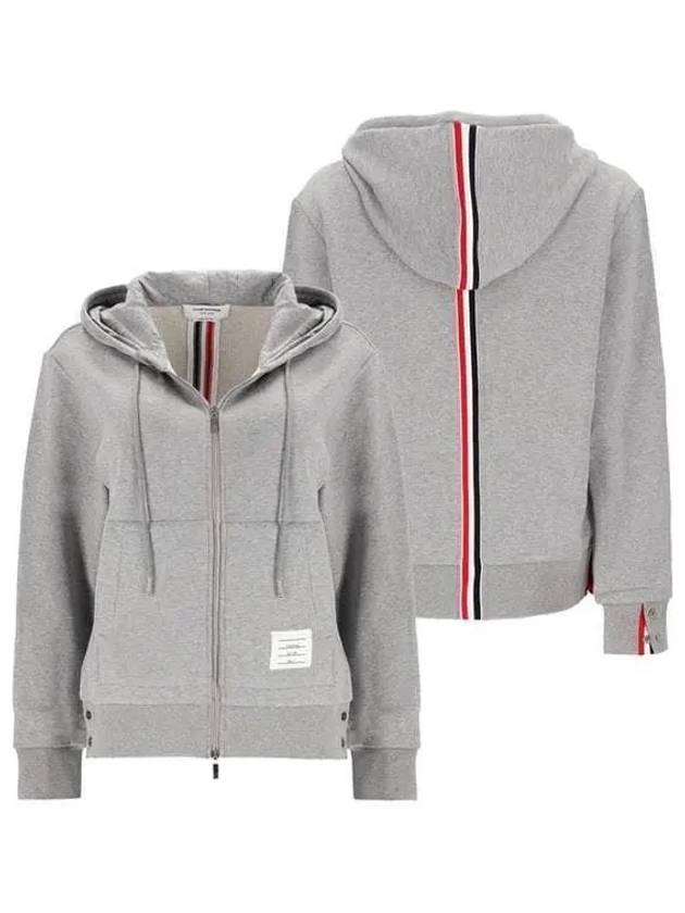 Center Back Stripe Cotton Zip Up Hoodie Light Grey - THOM BROWNE - BALAAN 2