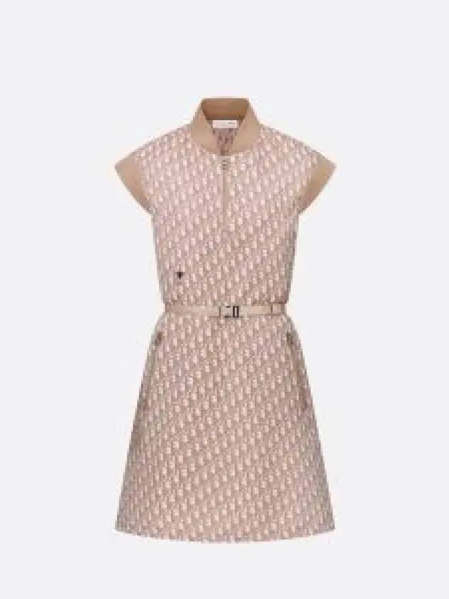 Technical Taffeta Jacquard Oblique Motif Belted Short Dress Pink - DIOR - BALAAN 2