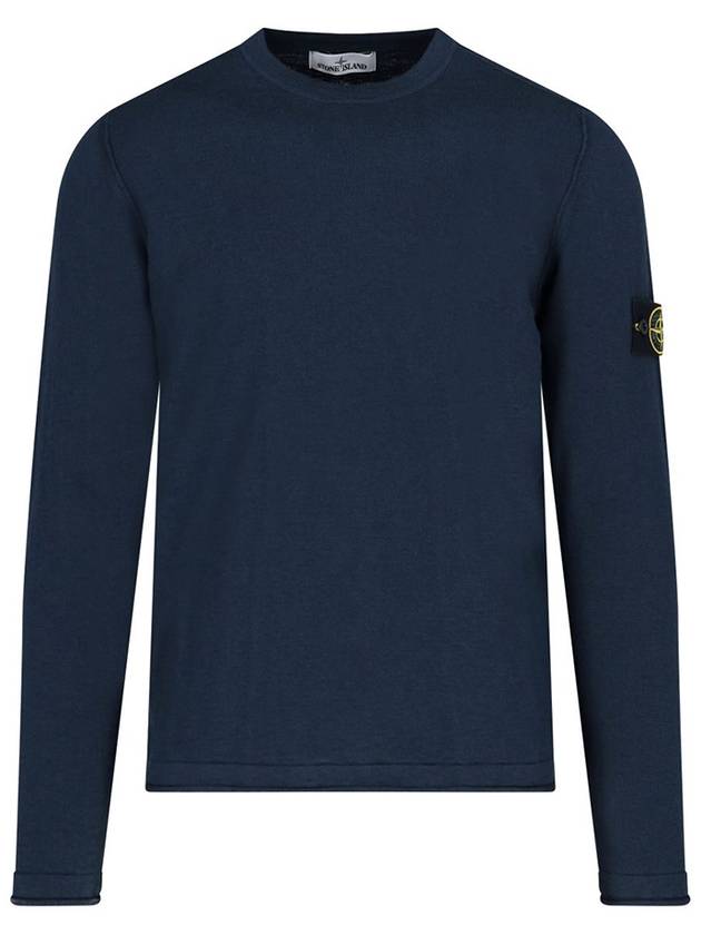 Wappen Patch Crew Neck Knit Top Navy - STONE ISLAND - BALAAN 2