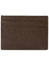 Stripe Note Compartment Pebble Grain Leather Card Wallet Dark Brown - THOM BROWNE - BALAAN 3