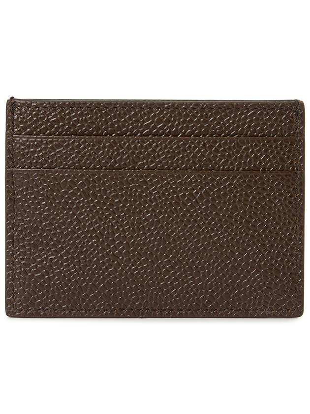 Stripe Note Compartment Pebble Grain Leather Card Wallet Dark Brown - THOM BROWNE - BALAAN 3