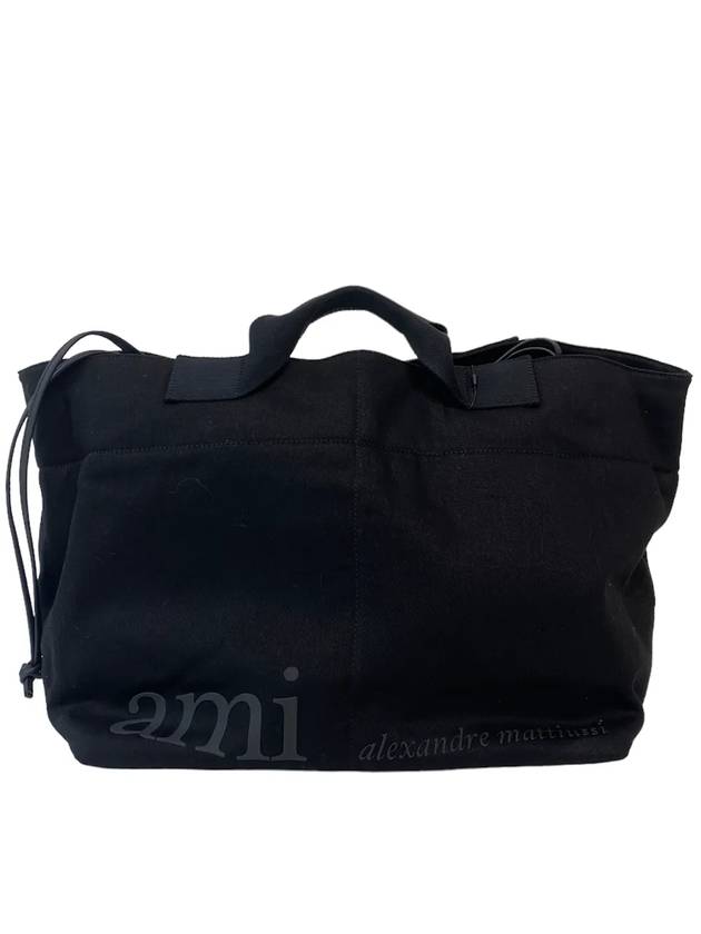 Men's Logo Print Tote Bag Black - AMI - BALAAN.