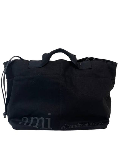 Men's Logo Print Tote Bag Black - AMI - BALAAN 1