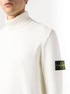 Wappen Patch Loose Fit Cotton Turtleneck White - STONE ISLAND - BALAAN 5