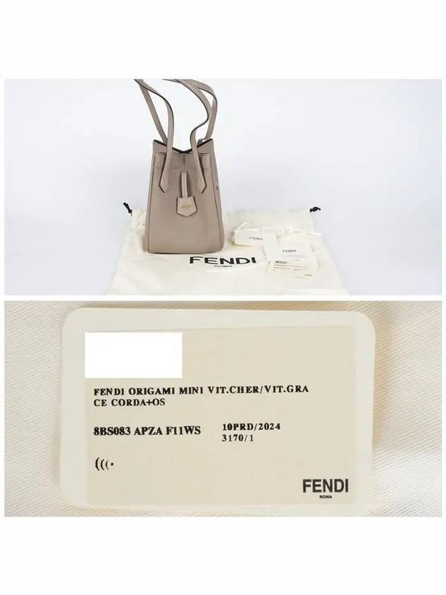 Origami Mini Bucket Bag Dove Grey - FENDI - BALAAN 8