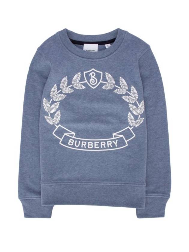 Kids Oak Leaf Crest Cotton Sweatshirt Smokey Slate Blue Melange - BURBERRY - BALAAN 1