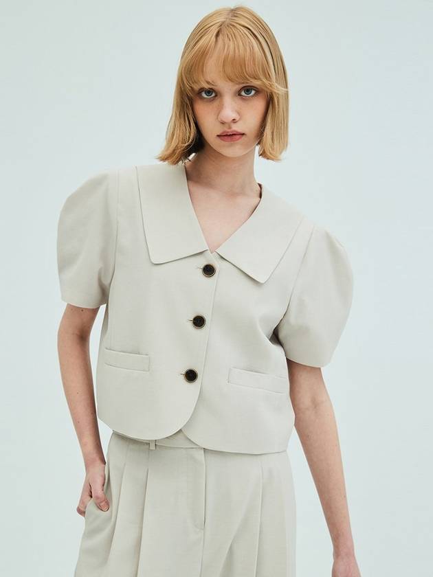 Puff Sleeve Cropped Jacket Beige - OPENING SUNSHINE - BALAAN 1