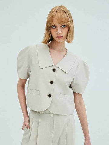 Puff Sleeve Cropped Jacket Beige - OPENING SUNSHINE - BALAAN 1