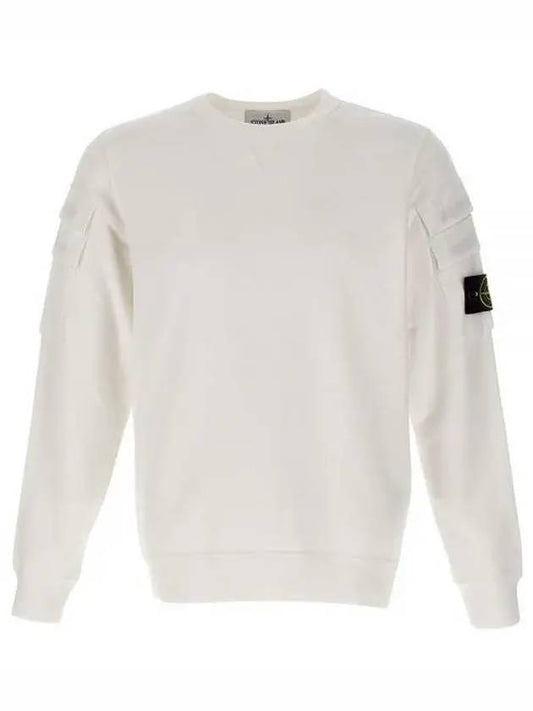 Men's Wappen Patch Cargo Pocket Sweatshirt White - STONE ISLAND - BALAAN 2