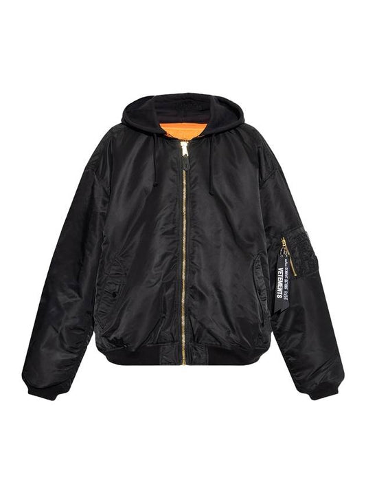 Alpha Industries Reversible Nylon Bomber Jacket Black Orange - VETEMENTS - BALAAN 1