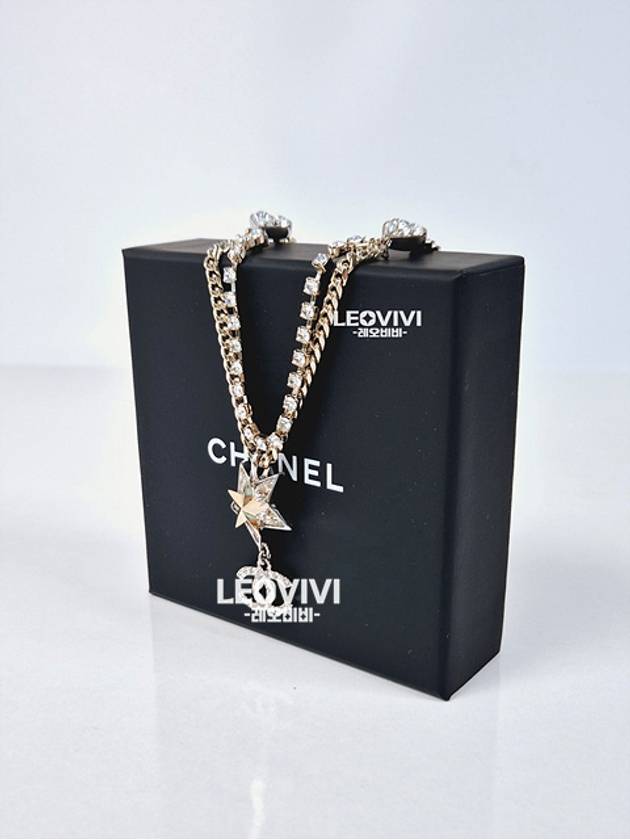 CC Logo Stars Star Heart Layered Necklace Crystal Gold Color ABA883 - CHANEL - BALAAN 3