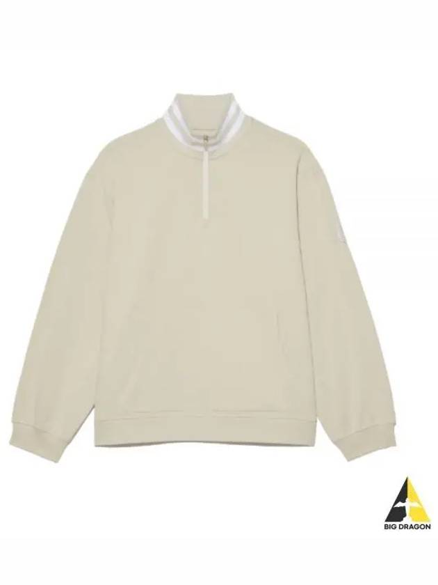 Rib Collar French Terry Quarter Zip Pullover Long Sleeve T-shirt Beige - G/FORE - BALAAN 2