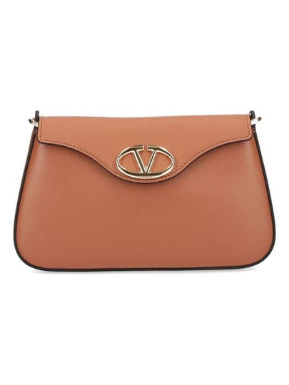 Logo Plaque Fold Over Cross Bag Brown - VALENTINO - BALAAN 2