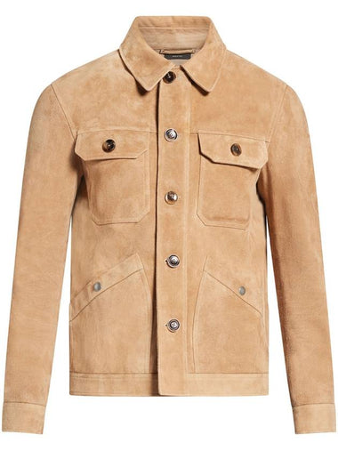 Tom Ford Light Brushed Suede Field Jacket Sand LJM008 LMS014F24 - TOM FORD - BALAAN 1