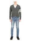 Men's Diagonal Classic Cashmere Cardigan Mid Grey - THOM BROWNE - BALAAN 3