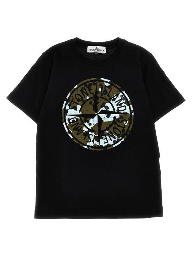 Kids Logo Short Sleeve T-Shirt Black - STONE ISLAND - BALAAN 1