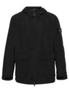 Logo Patch Hooded Jacket Black - STONE ISLAND - BALAAN 2