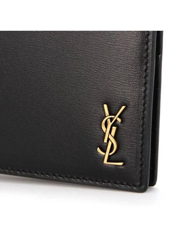 Tiny Cassandre Gold Monogram Logo Money Clip Card Wallet Black - SAINT LAURENT - BALAAN 4