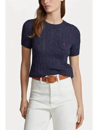 Embroidered Pony Pocket Knit Top Navy - POLO RALPH LAUREN - BALAAN 2