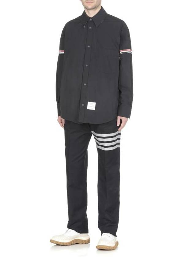 Armband Oversized Poly Twill Shirt Jacket Navy - THOM BROWNE - BALAAN 3