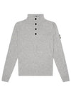 Wappen Patch Half Button Lambswool Knit Top Grey - STONE ISLAND - BALAAN 2