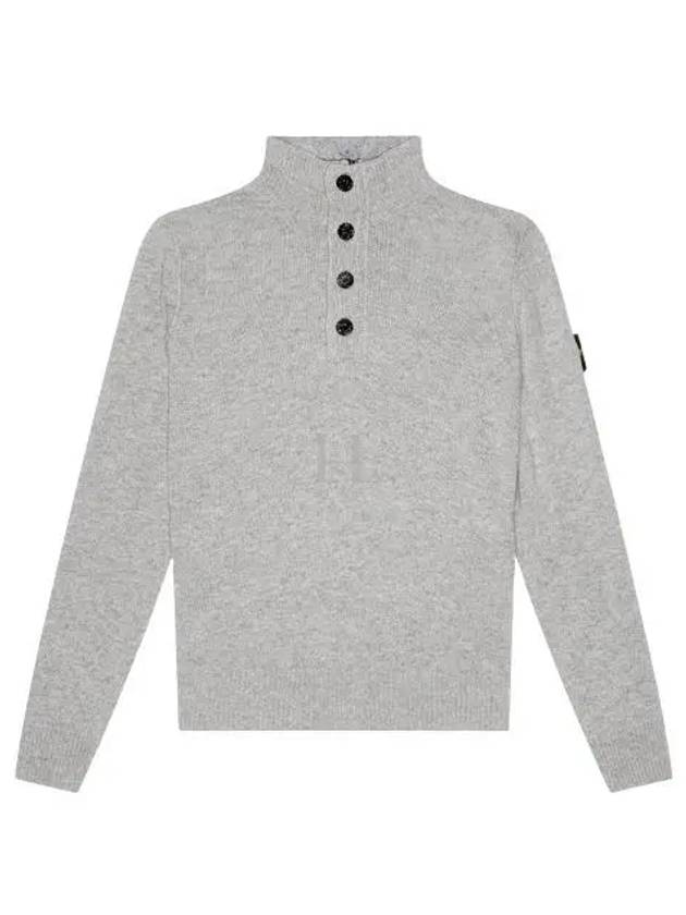 Wappen Patch Half Button Lambswool Knit Top Grey - STONE ISLAND - BALAAN 2